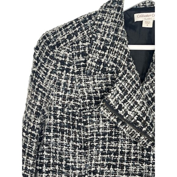 Coldwater Creek Tweed Zip Jacket Size 8 Black Gray - Picture 2 of 15